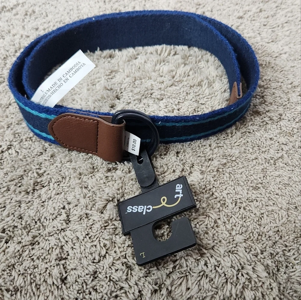 Kids' Reversible Striped Belt - art class Blue L